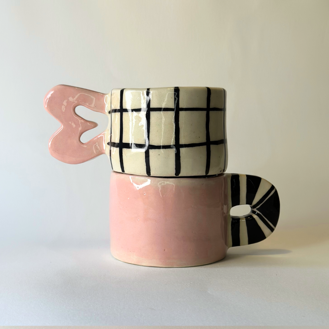 Minimal Collection - Plaid & Heart Cup